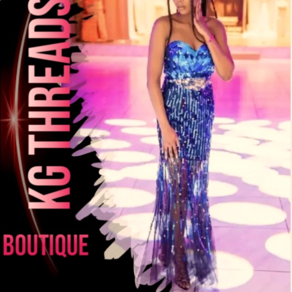 Metallic Turquoise Blue Crystal dress🔥🔥